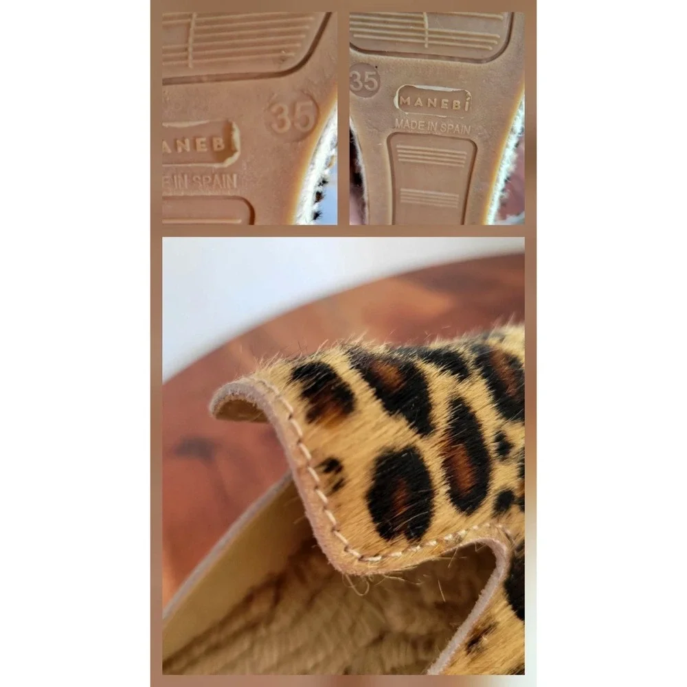 Manebi Leopard‎ Print Slip-On Flats Espadrilles  Womens Size EU 35